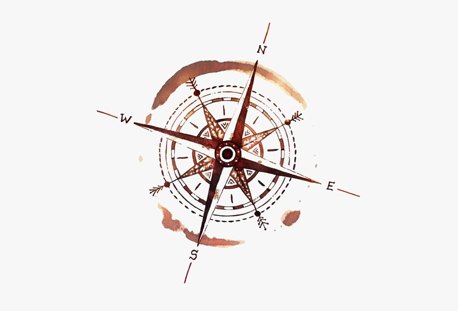 Rose Ink Tattoo Wind Compass Free Hd Image Clipart - Tattoo Compass And Clock, Transparent Clipart