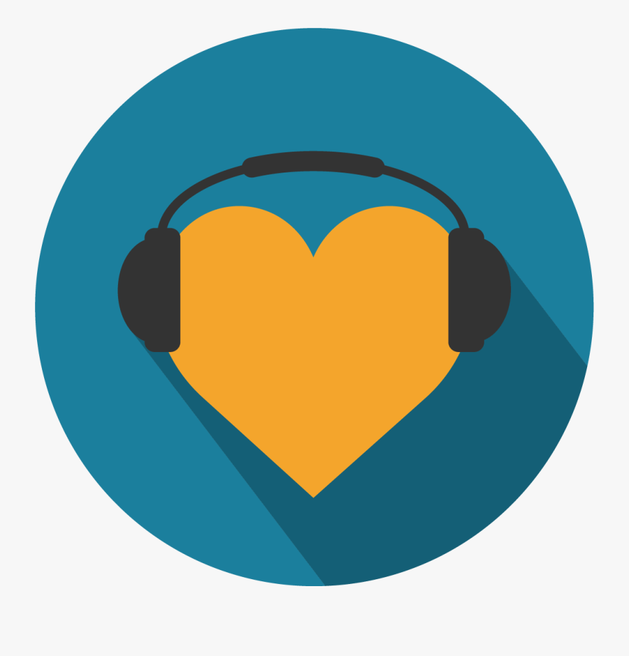 Heart Wearing Headphones - Heart, Transparent Clipart
