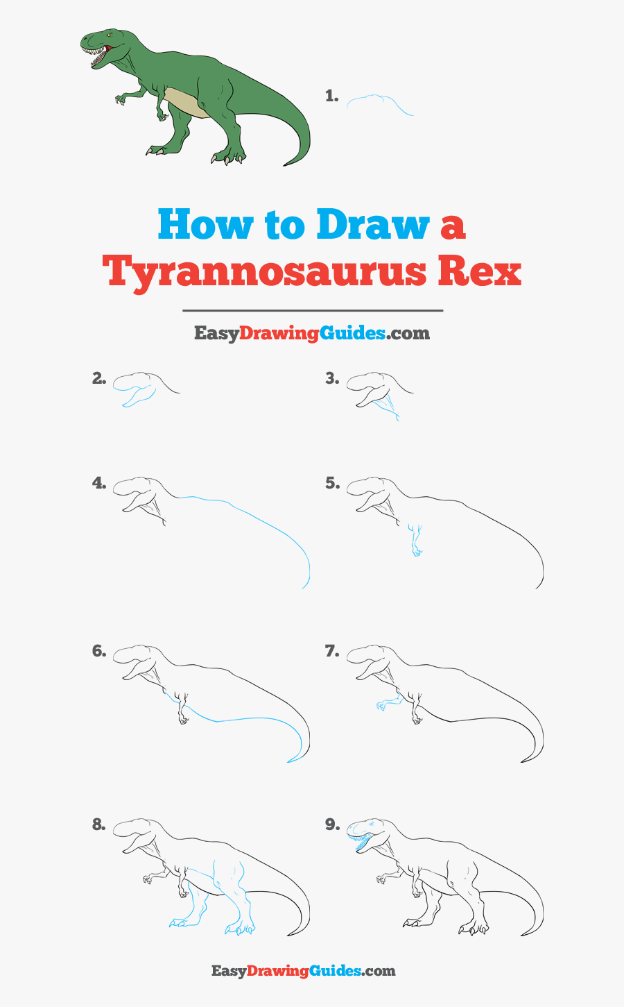 How To Draw Tyrannosaurus Rex - Drawing Easy Guide, Transparent Clipart