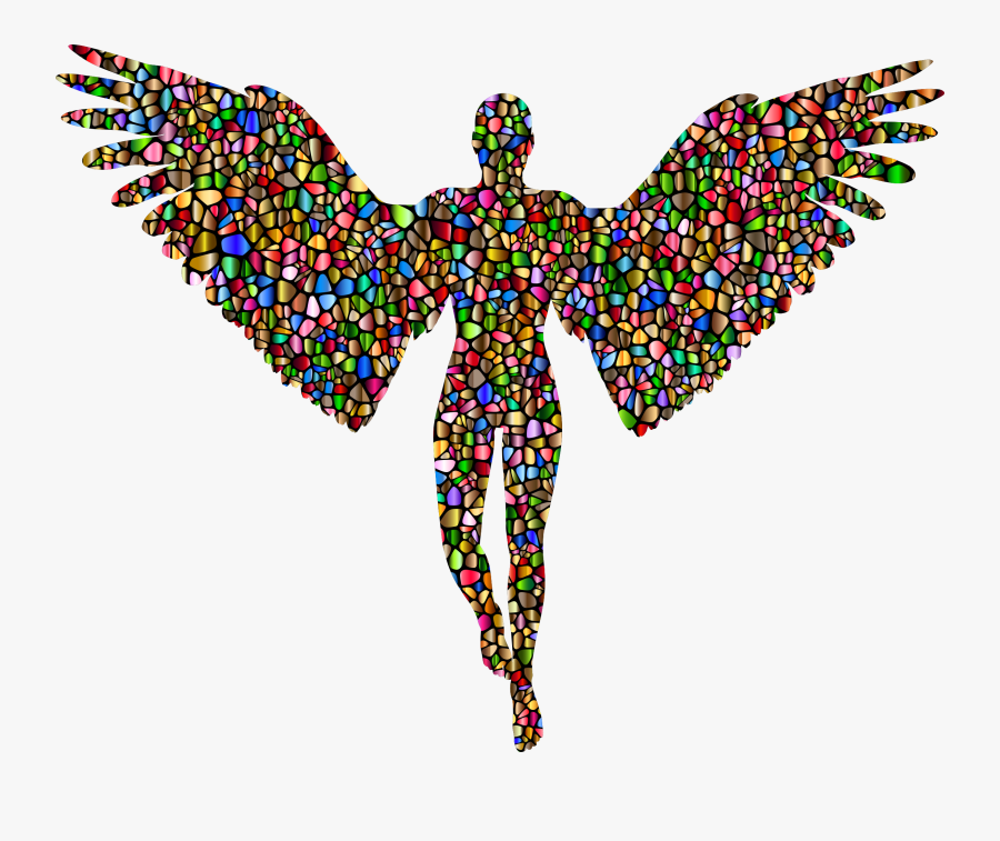 Cherub Angel Silhouette Clip Art - Man With Wings Silhouette, Transparent Clipart