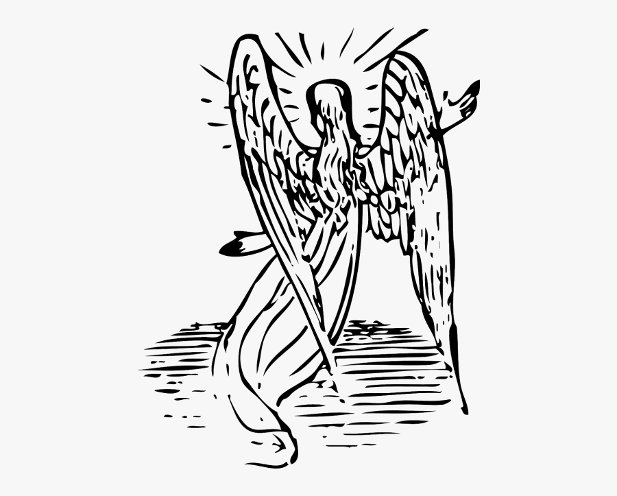 Angel Archangel Heavenly Being - Angel Drawing From Behind, Transparent Clipart