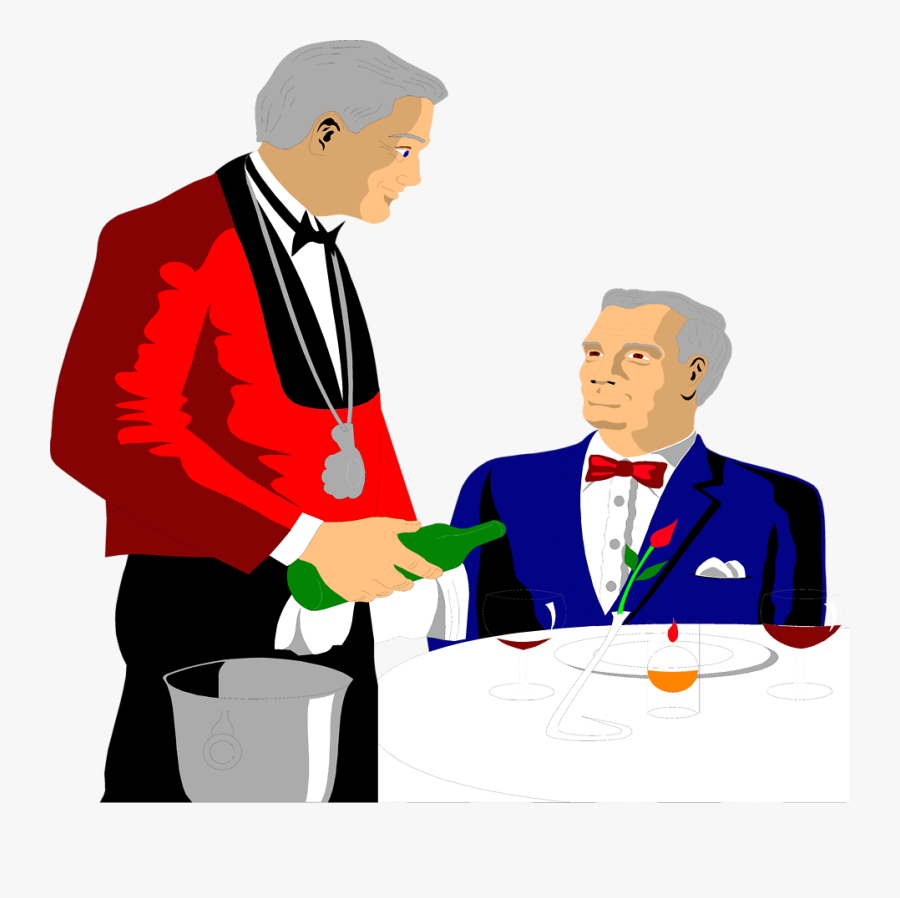 Free Stock Photo Illustration - Waiter And Customer Clipart, Transparent Clipart