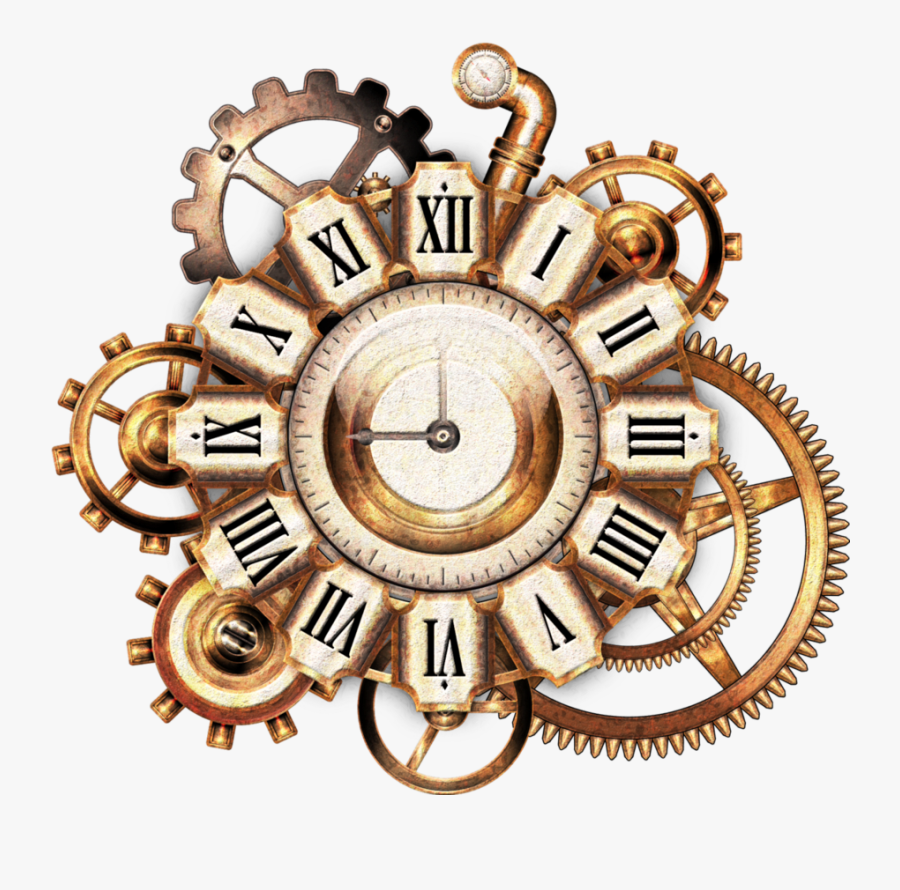 #golden #gold #gears #gear #clock #roman #steampipe - Steam Punk Clock Face Png, Transparent Clipart