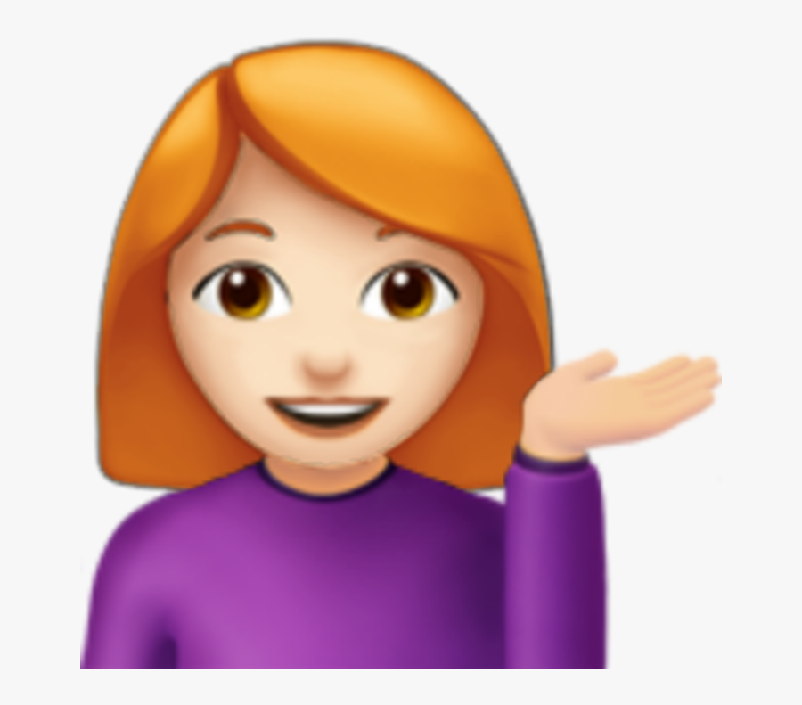 Transparent Redhead Girl Clipart - Black Hair Girl Emoji, Transparent Clipart