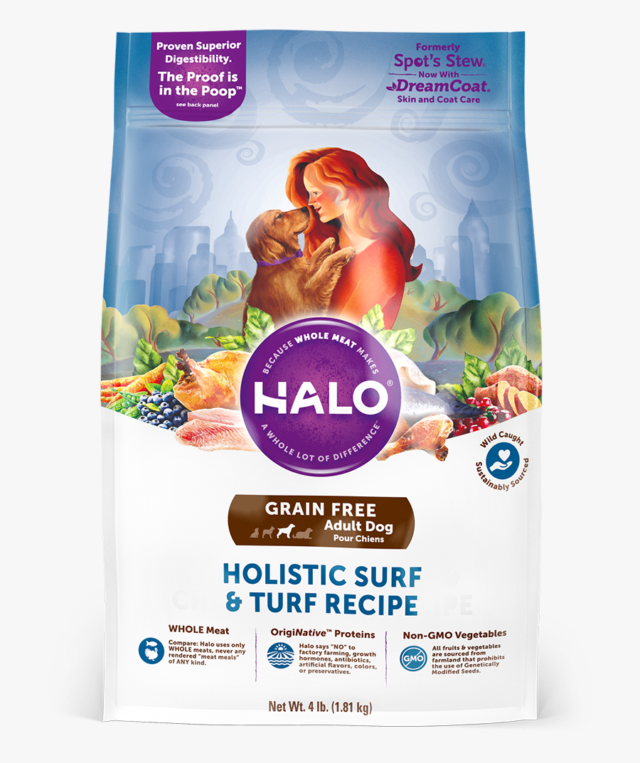 Halo Holistic Grain Free Surf And Turf Recipe For Adult - Halo Puppy Food, Transparent Clipart