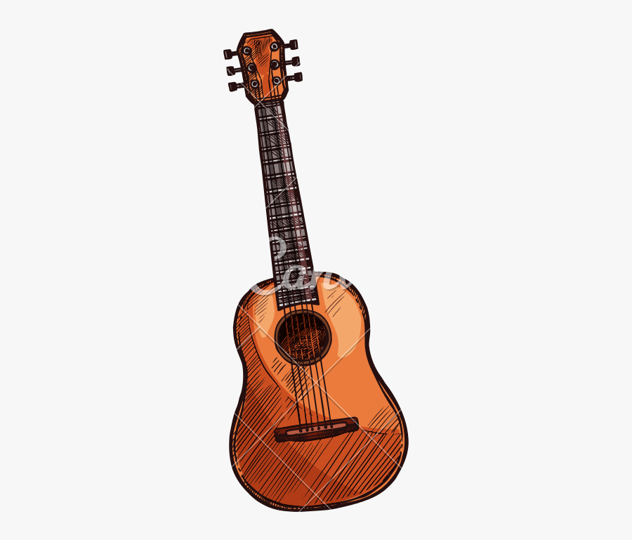 Sketch Acoustic Guitar Musical Instrument, Transparent Clipart