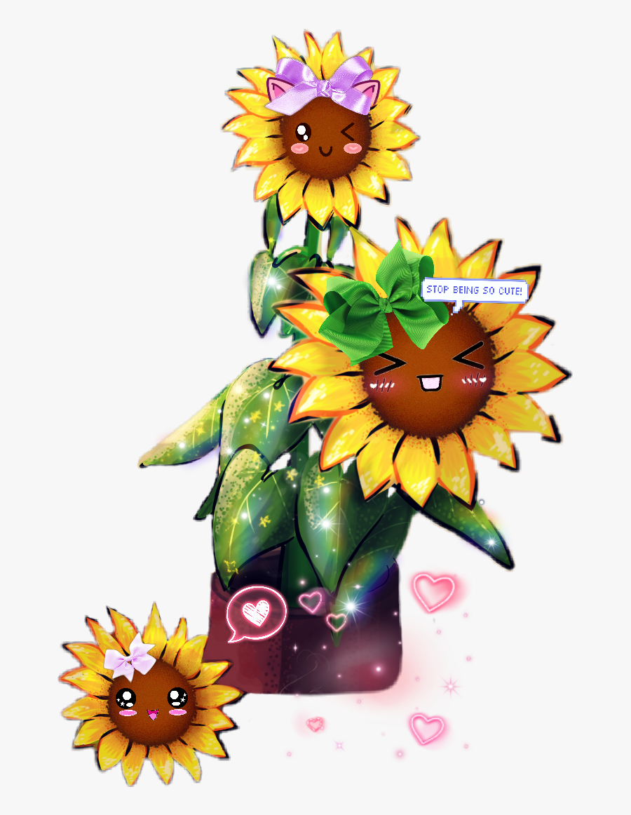#kawaii #sticker #sunflowers #cute - Sunflower, Transparent Clipart