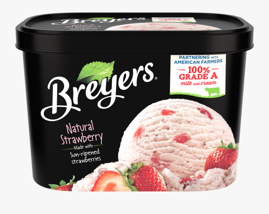 Food,gelato,frozen Dessert,strawberry,ice Cream,ingredient,crme - Breyers Strawberry Ice Cream, Transparent Clipart