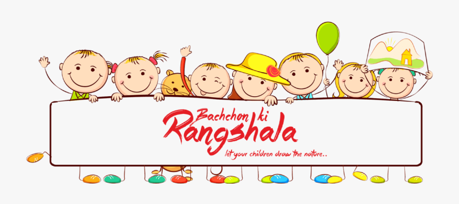 Bachchon Ki Rangshala - Kids Holding Banner Clipart, Transparent Clipart