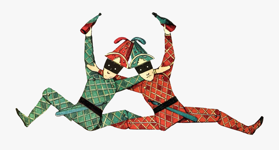 Free Clipart Of Leaping Fools Holding Wine Bottles, Transparent Clipart