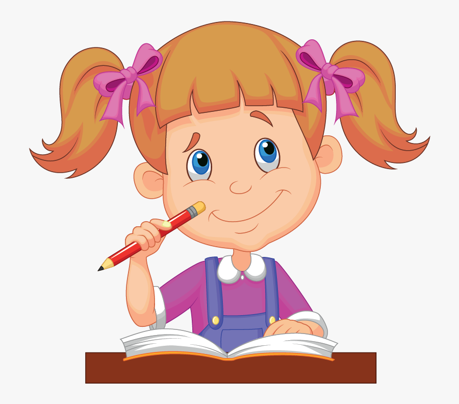 Desenho De Menina Estudando, Transparent Clipart