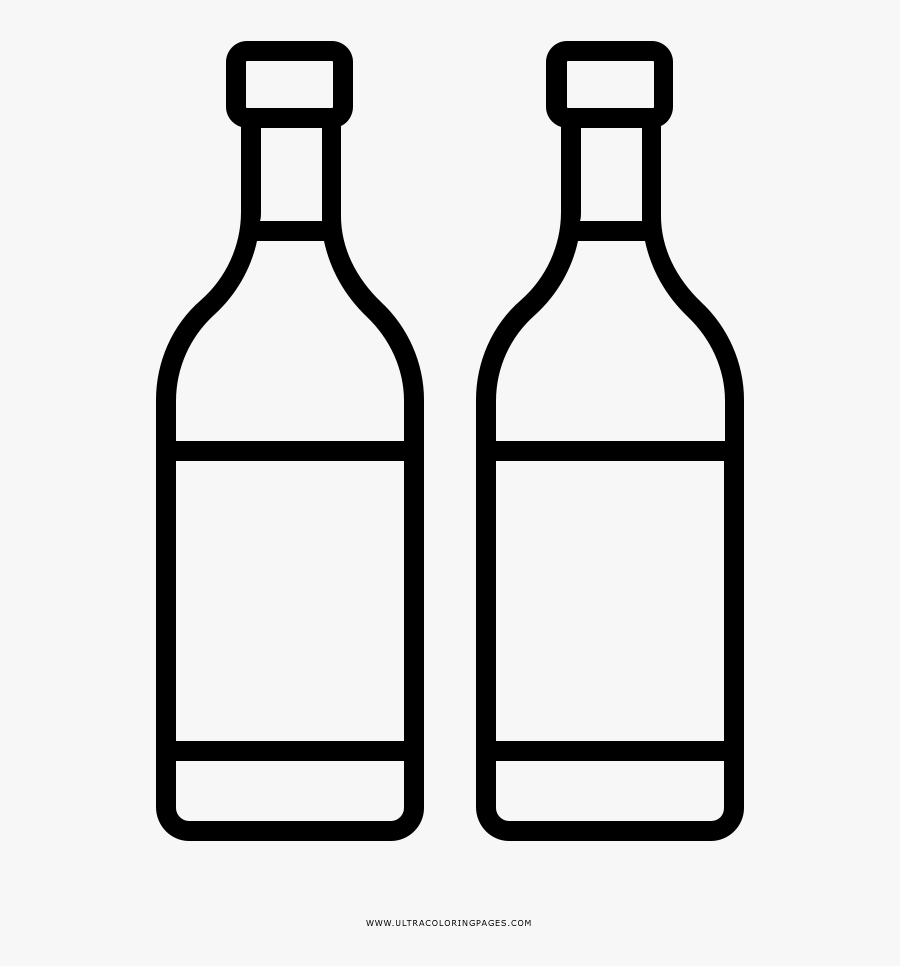 Wine Bottles Coloring Page - Glass Bottle, Transparent Clipart