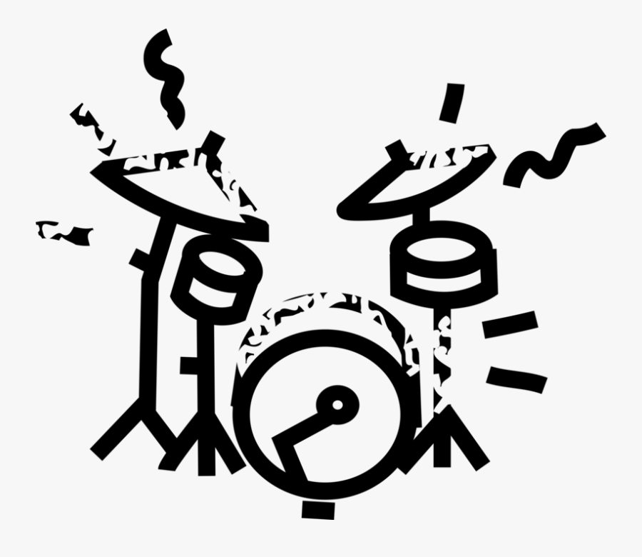 Vector Illustration Of Drum Set Or Drum Kit Percussion - Different Notes On Percussion, Transparent Clipart