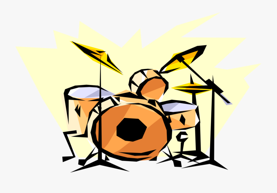Vector Illustration Of Drum Set Or Drum Kit Percussion - Schlagzeug Clipart, Transparent Clipart