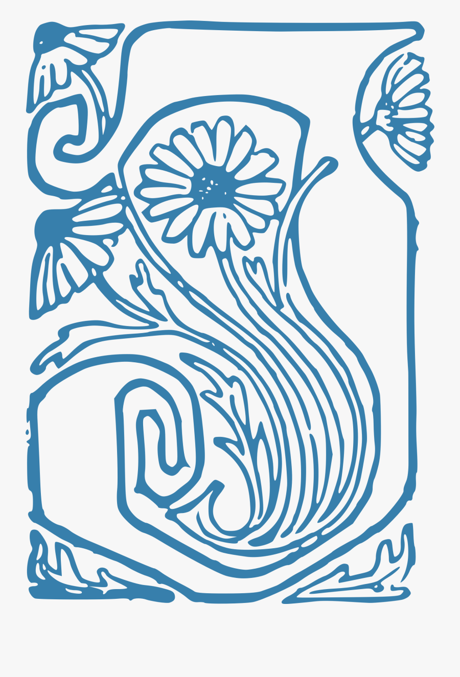 Initial I With Flowers, Transparent Clipart