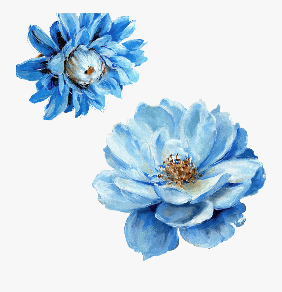 Transparent Blue Flowers Clipart - Transparent Blue Watercolor Flowers, Transparent Clipart