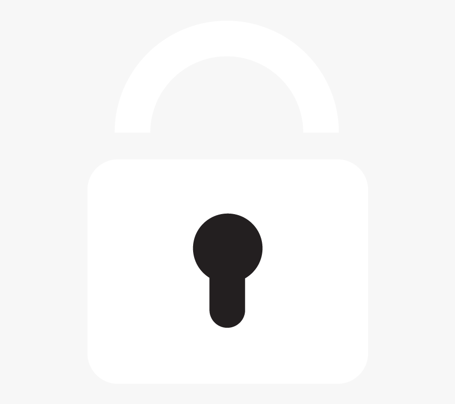 Stylized White Padlock With A Black Keyhole - Icon, Transparent Clipart