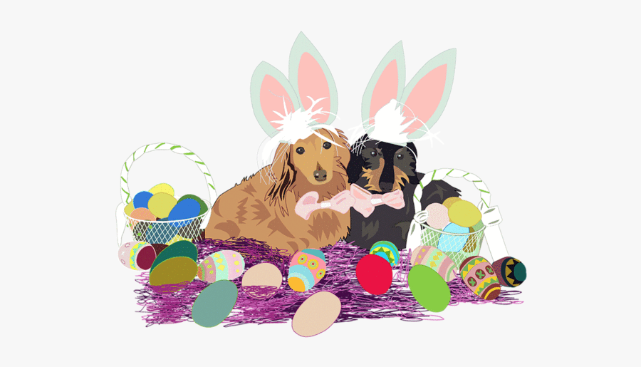 Easter Dachshunds - Cartoon, Transparent Clipart