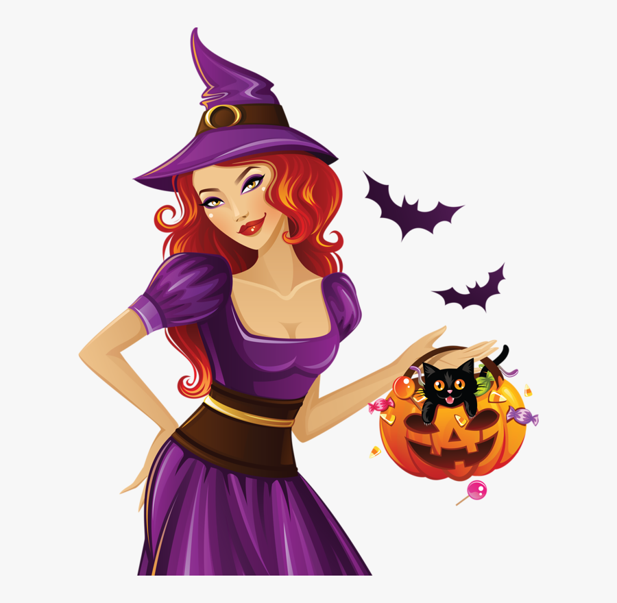Halloween Tubes Png Cornici - Beautiful Witch Pics Halloween, Transparent Clipart