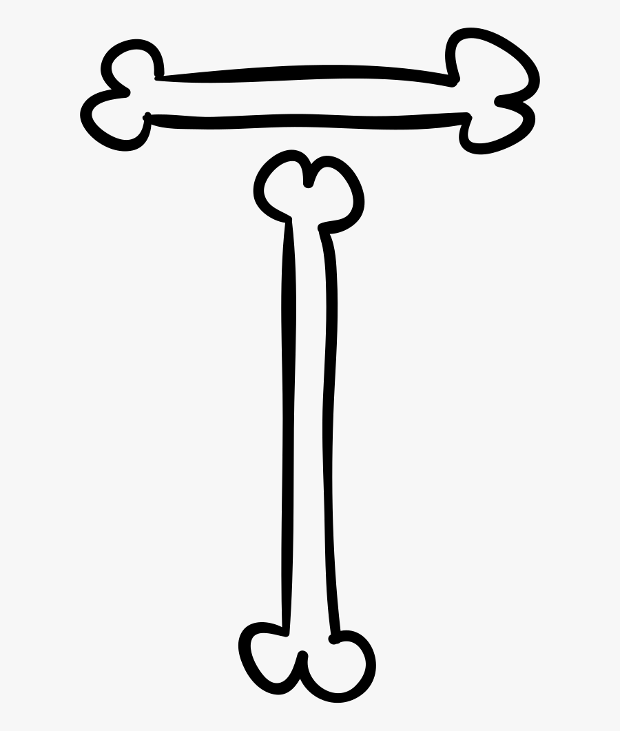 Letter T Of Bones Outlined Halloween Typography Comments - Letter T In Bone, Transparent Clipart