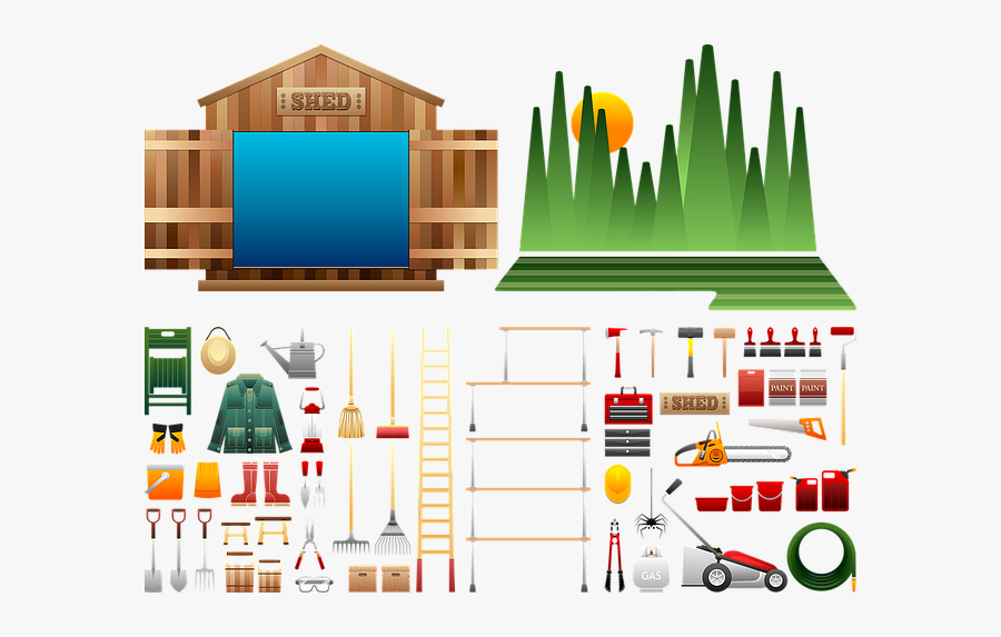 Shed Paraphernalia, Shed Tools, Wooden, Gardening - Garden Paraphernalia, Transparent Clipart