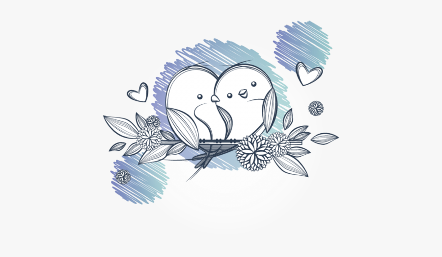 Love Birds Illustration, Transparent Clipart
