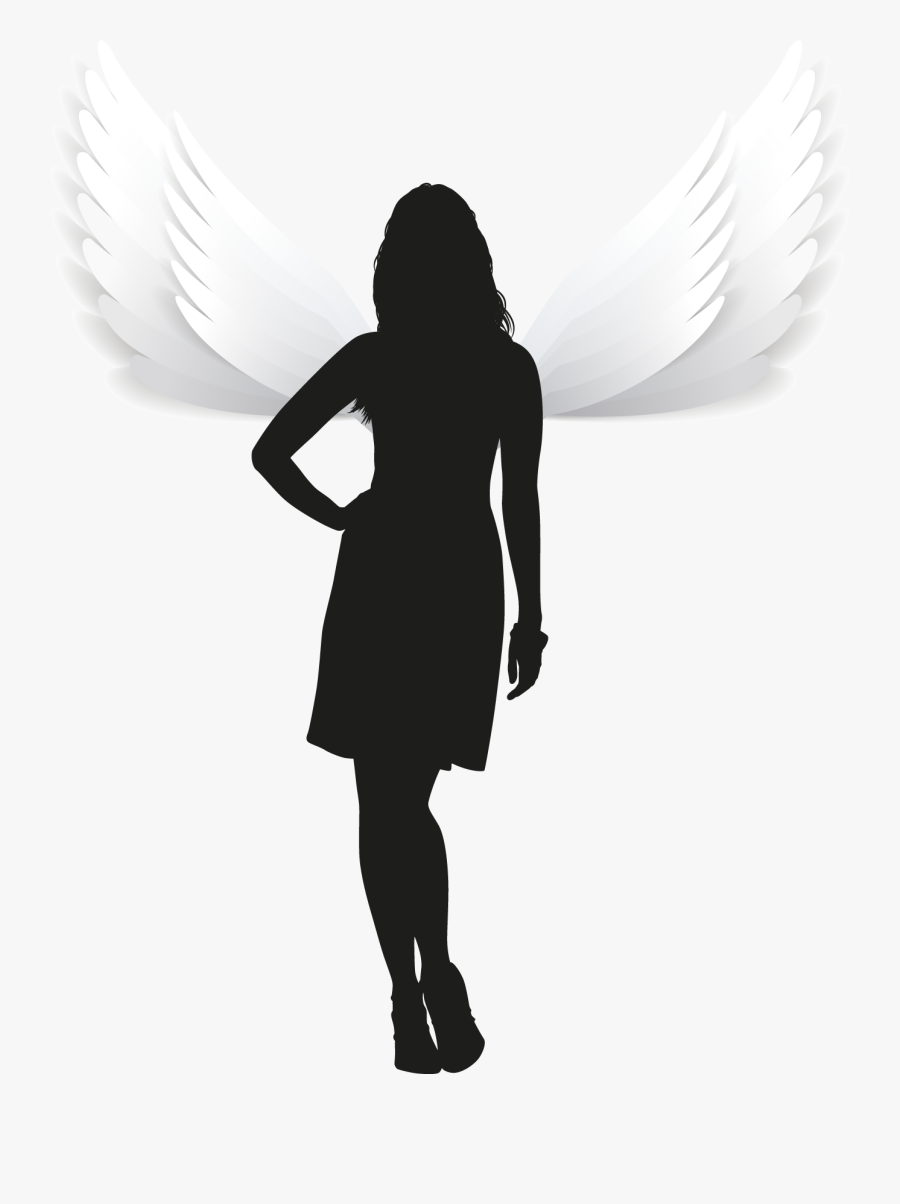 Transparent Guardian Angels Clipart - Silhouette Woman Angel Png, Transparent Clipart