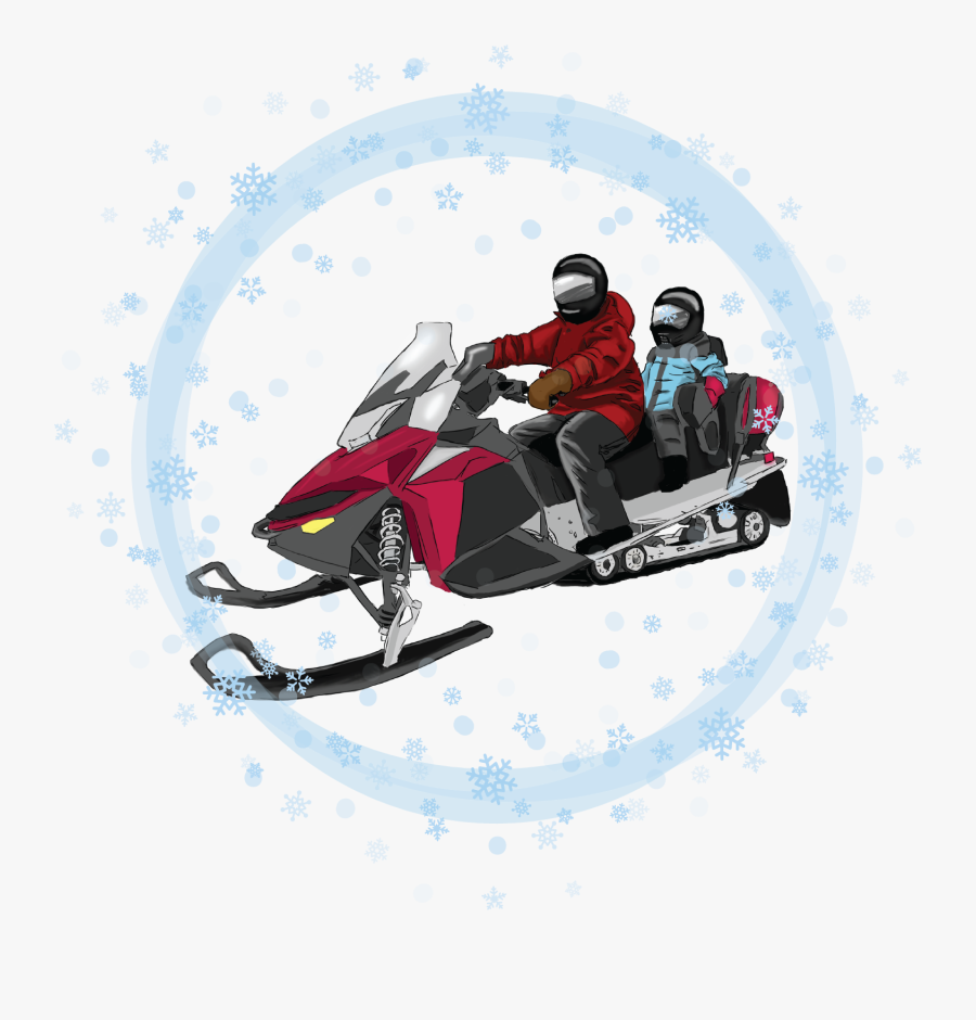 Child And Adult Riding Snowmobile Illustration - Luge, Transparent Clipart