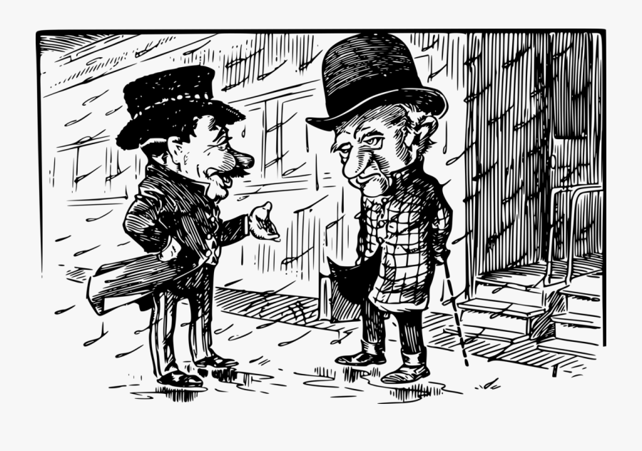 Cartoon Black And White Computer Icons Visual Arts - Desenho De Dois Senhores Conversando, Transparent Clipart