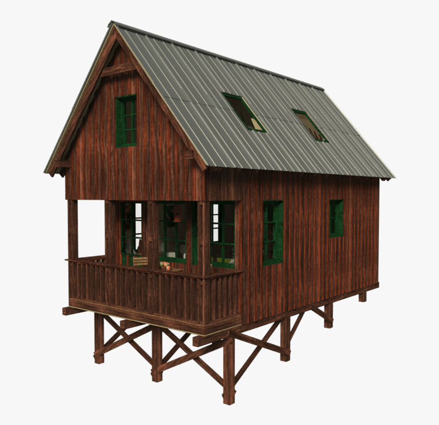 Clip Art Miniature Wooden Houses - Floor Plans For Small Cabins On Stilts, Transparent Clipart