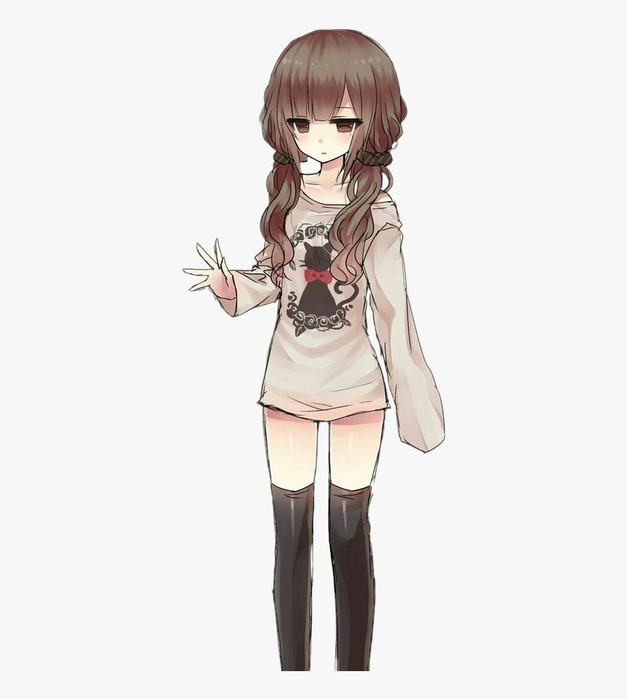 Female Brown Hair Anime , Transparent Cartoons - Cute Tomboy Anime Girl, Transparent Clipart