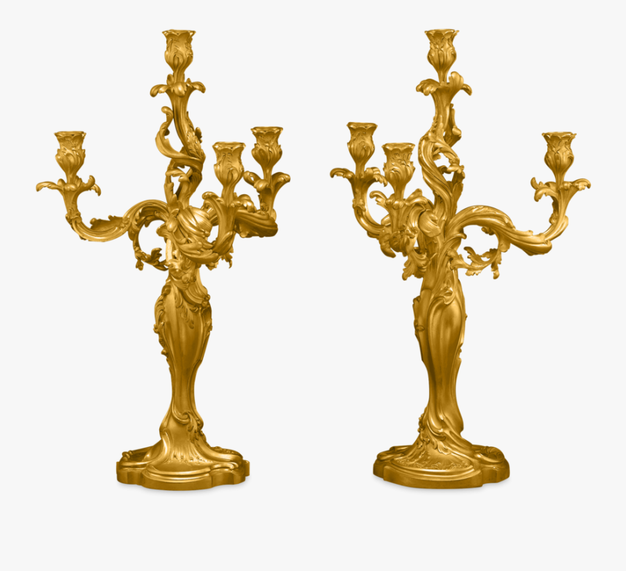 Pair Of 19th Century Doré Bronze Candelabra - Ormolu, Transparent Clipart