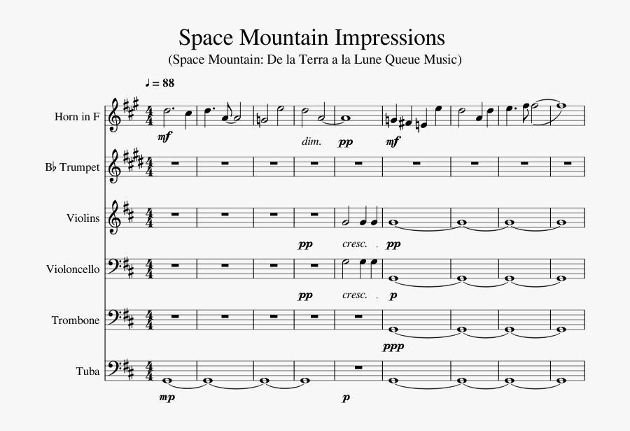 Space Mountain Impressions Sheet Music For French Horn, - Trenzinho Caipira Partitura Musescore Cello, Transparent Clipart