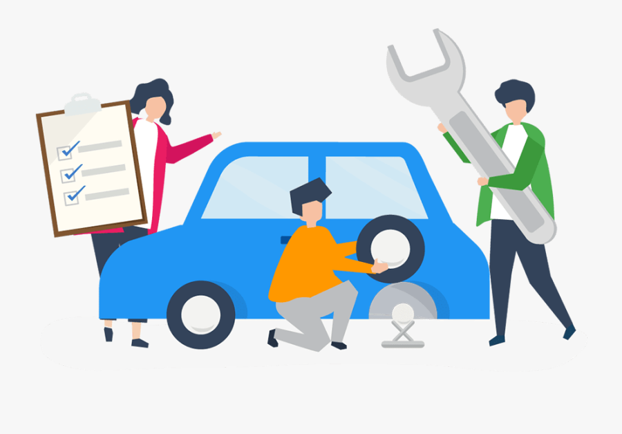 Vector People And Car , Transparent Cartoons - Vector People And Car, Transparent Clipart