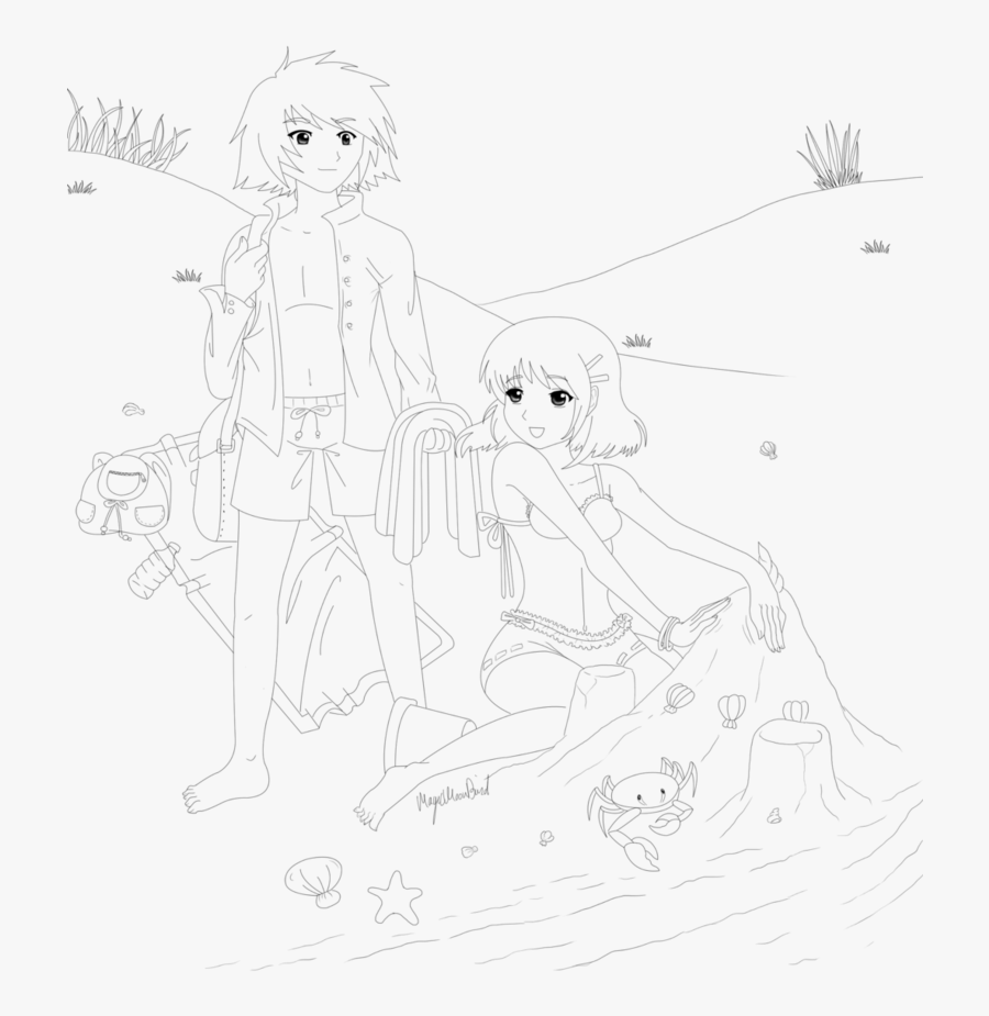 Pencils Drawing Beach - Line Art, Transparent Clipart