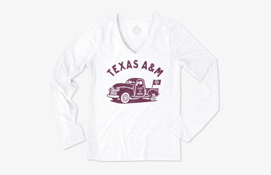 Women"s Texas A&m Vintage Truck Long Sleeve Cool Vee - Texas A&m Vintage T Shirt, Transparent Clipart