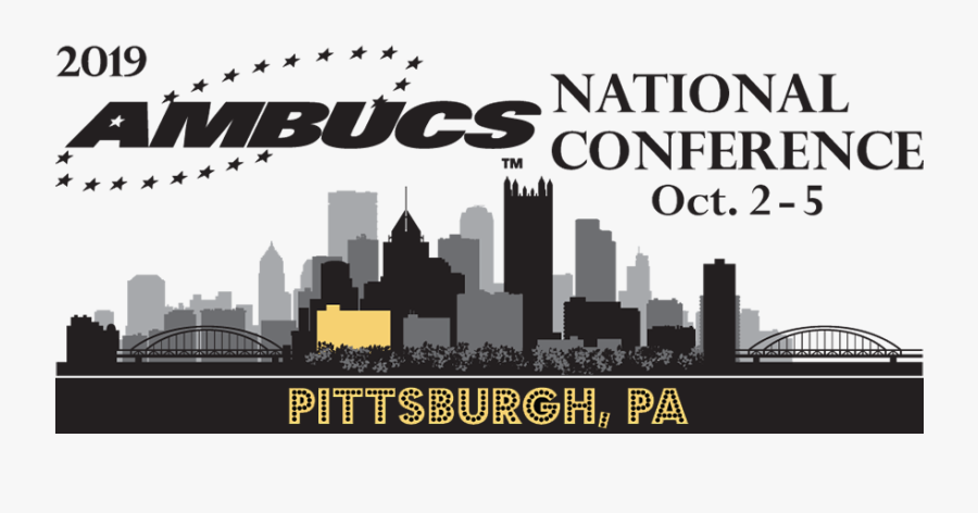 2019 Ambucs National Conference Logo Long Format - Pittsburgh Outline, Transparent Clipart