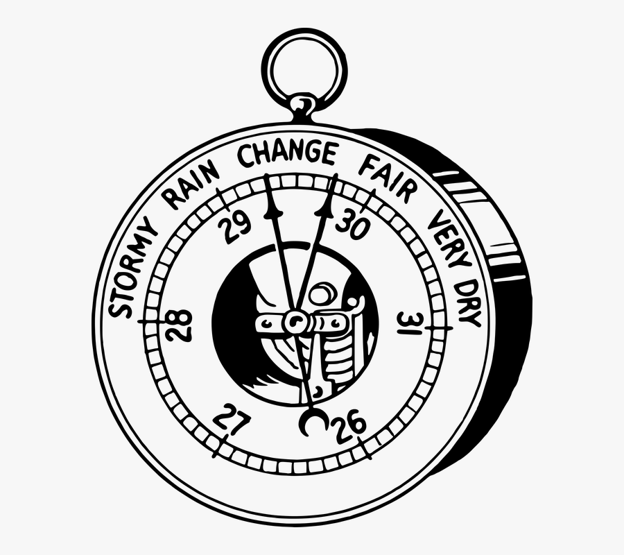 Transparent Stormy Weather Clipart - Weather Instrument Barometer Drawing, Transparent Clipart