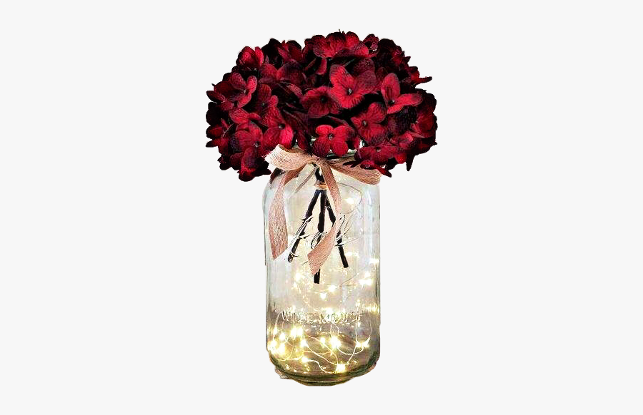 #lights #masonjar #jar #vase #flowers #red #centerpiece - Vase, Transparent Clipart