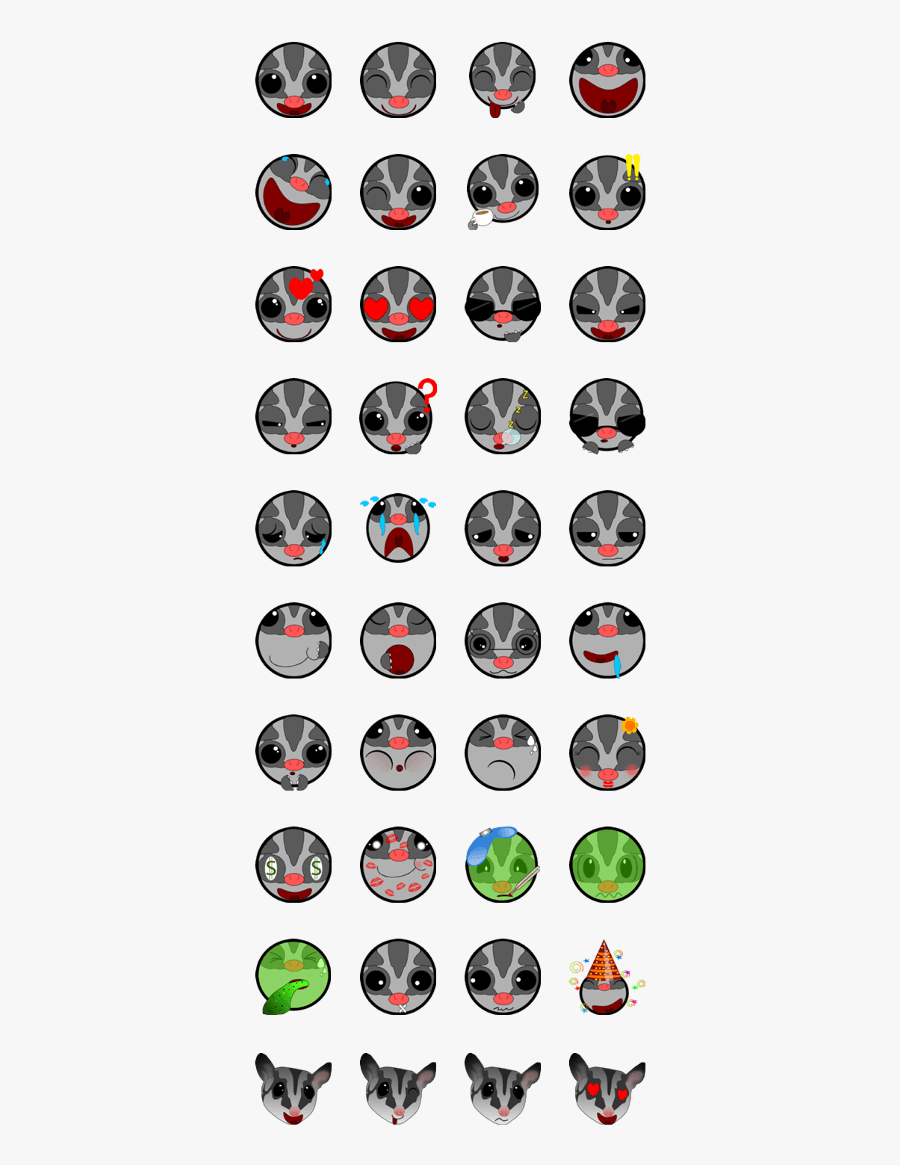 Classic Grey Sugar Glider Emoticon - สติ๊กเกอร์ บิ๊ ก ไบ ค์, Transparent Clipart