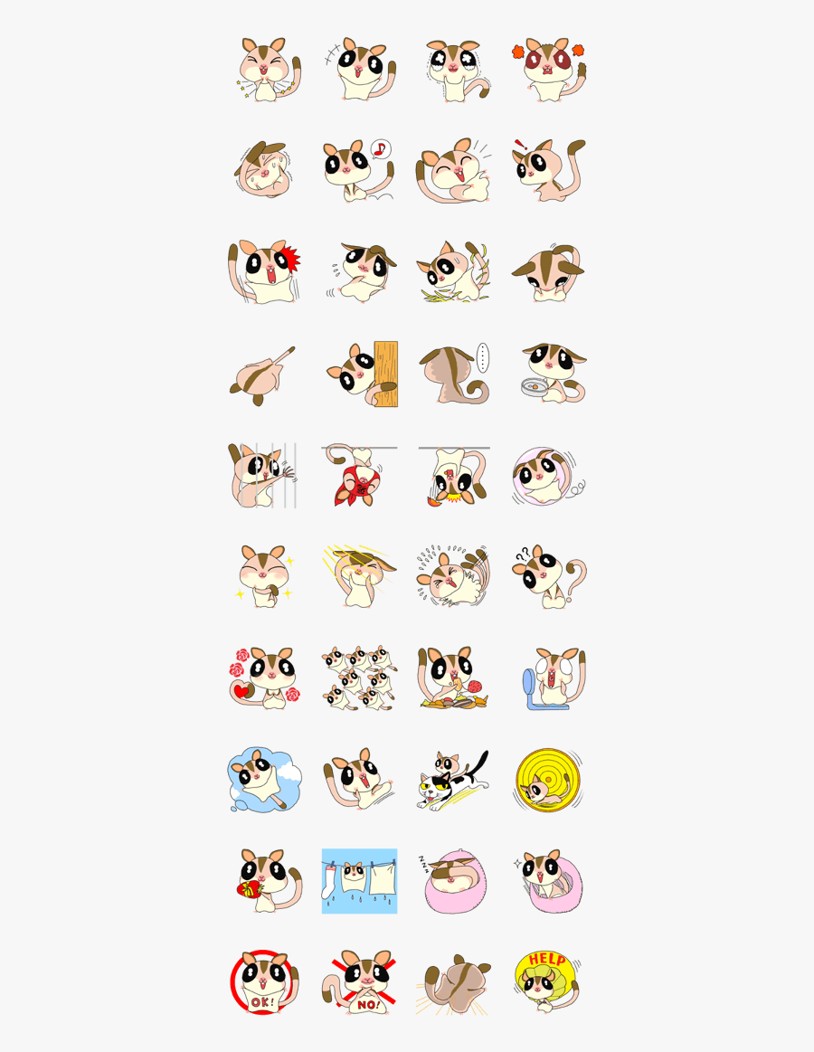 Lovely Sugar Glider - Line Sticker Sugar Glider, Transparent Clipart