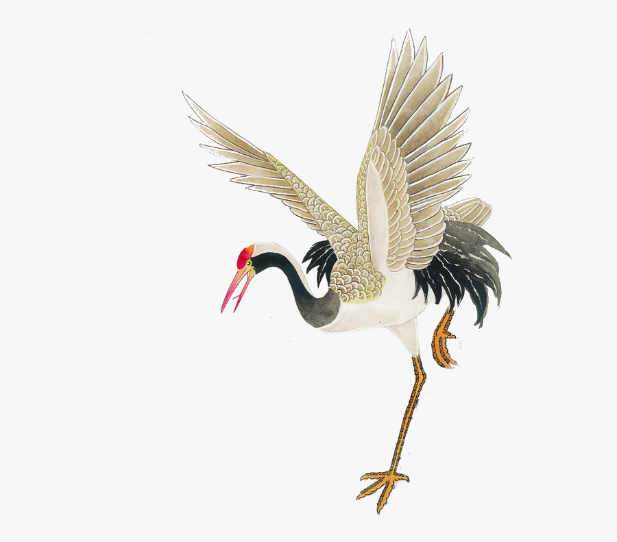 Red Crowned Crane Paintings, Transparent Clipart