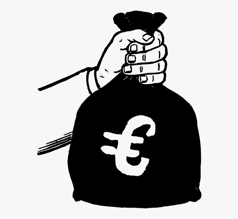 Blackandwhite,money Bag,drawing - Illustration, Transparent Clipart