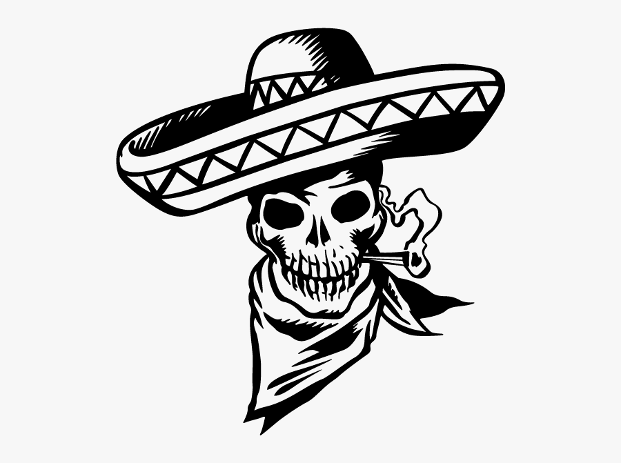 Cowboy Clipart Skeleton - Skull Sombrero, Transparent Clipart