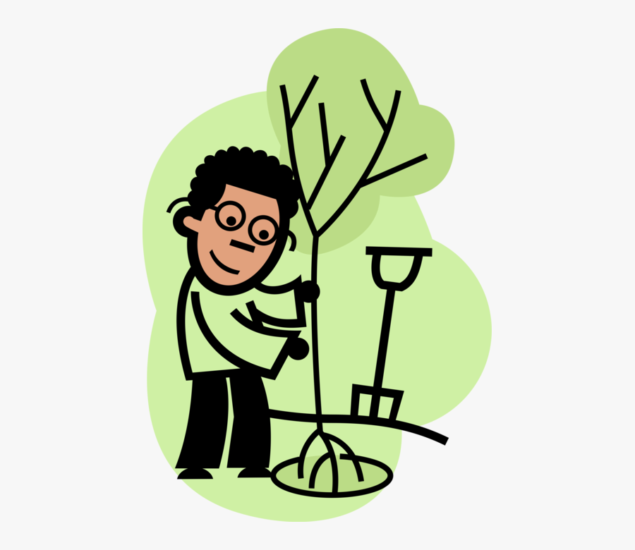 Vector Illustration Of Arborist Planting Tree Cultivates,, Transparent Clipart