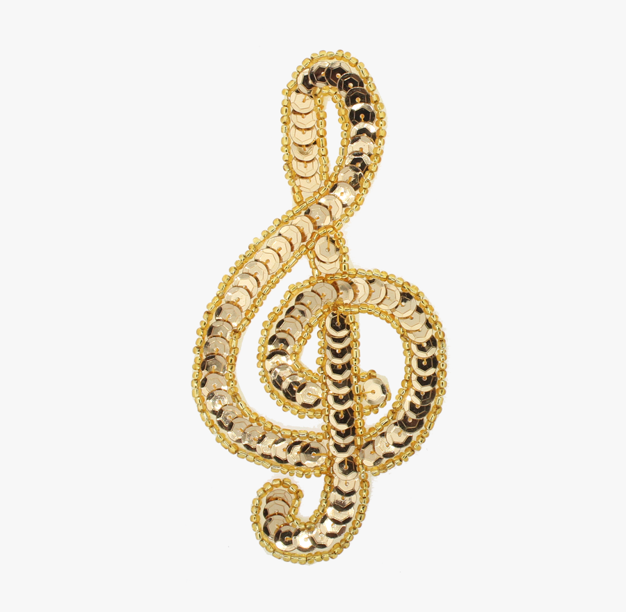 Music Note Clef Beaded & Sequin Applique - Locket, Transparent Clipart