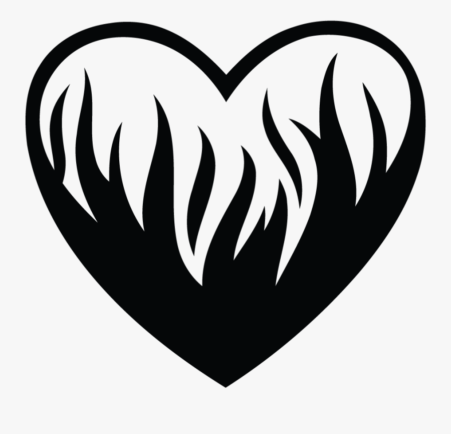 Transparent Love Tattoo Png - Heart Flames Tattoo Black, Transparent Clipart