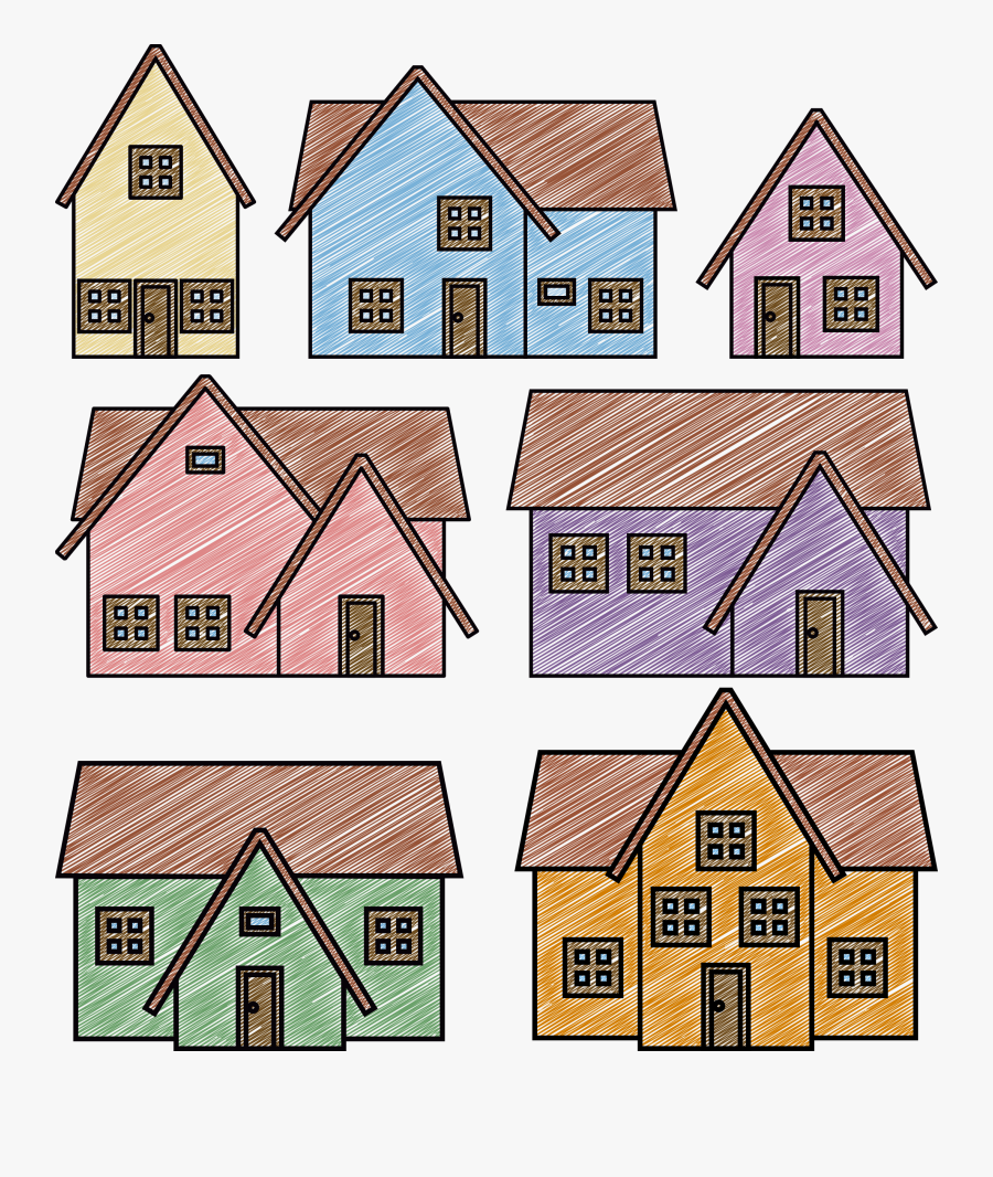 Scribble Houses Clip Arts - Houses Drawing, Transparent Clipart