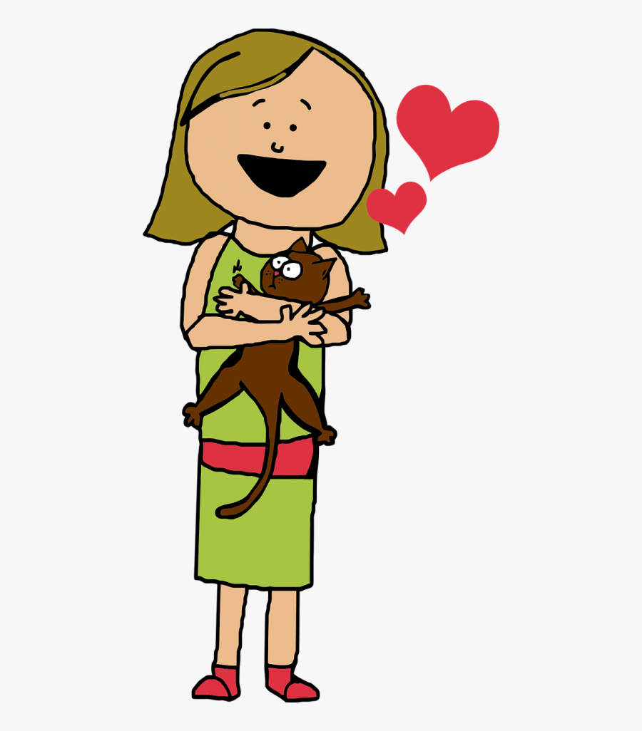 Cartoon Girl Hugging Cat Clipart , Png Download - National Hug Your Cat Day 2018, Transparent Clipart