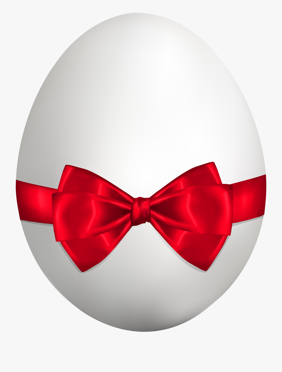 White Easter Egg With Red Bow Png Clip Art Image - Easter Egg Bow Tie, Transparent Clipart